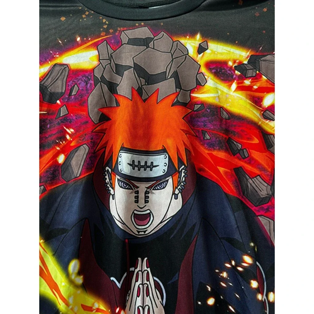 Naruto Shippuden Pain Akatsuki T-Shirt Men’s M Black Anime All Over Print